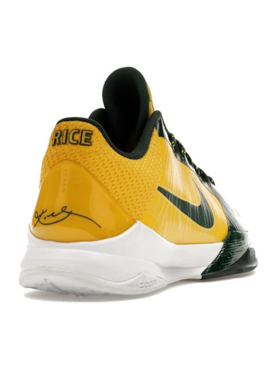Kobe 5 Rice Away Ниски Баскетболни Обувки Varsity Жълти / Дълбока Зелена / Бели