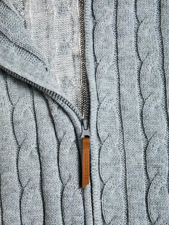 Kids Cardigan Knitted with Grey Hooded