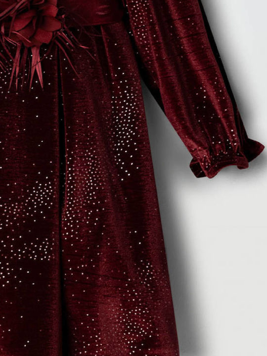 Mädchenkleid Samt Burgundisch