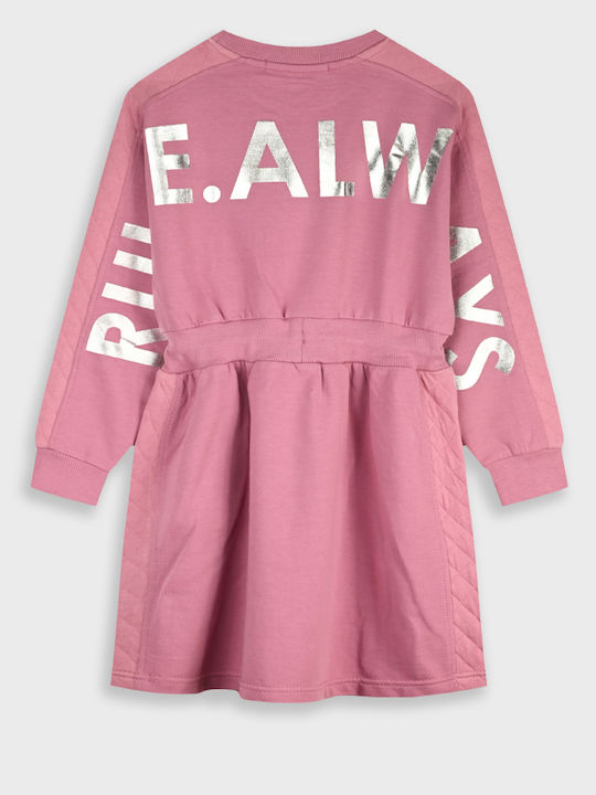 Rochie De Fete Din Fleece Cu Mânecă Lungă Trandafiliu