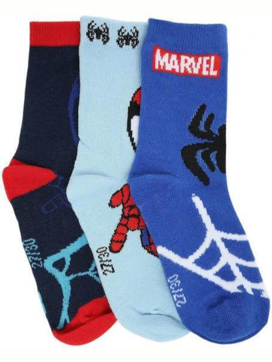 Marvel Παιδικές Κάλτσες Γαλάζιο Μπλέ 3 Ζευγάρια