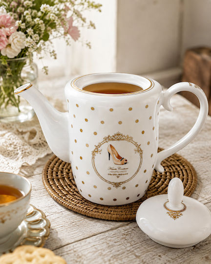 Чайник Порцеланов Бял 1000ml