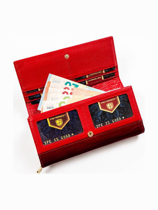 Large Leather Women's Wallet with RFID Red
