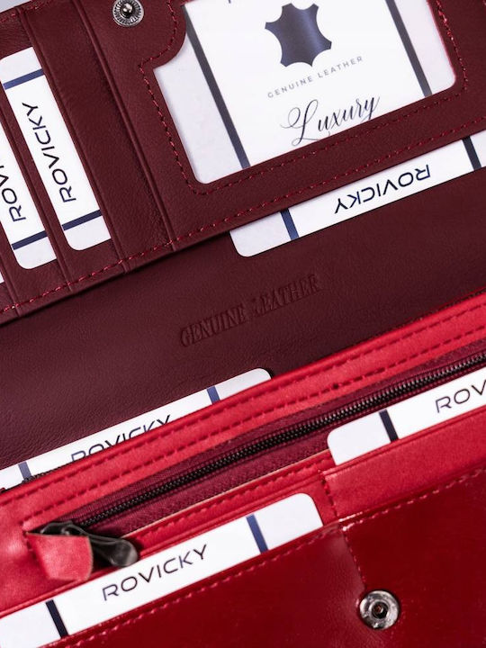 Μεγάλο Δερμάτινο Γυναικείο Πορτοφόλι με RFID Κόκκινο