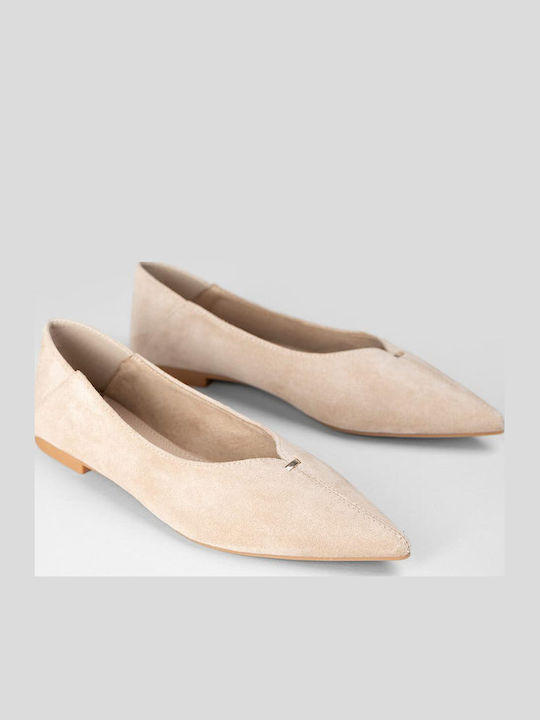 Super Mode Wildleder Damen Ballerinas Spitz zulaufend Braun