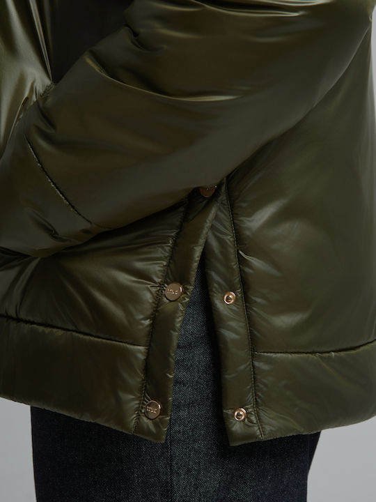 Дълго Дамско Puffer Якета За Зима Каки 8604.4007.Н-khaki