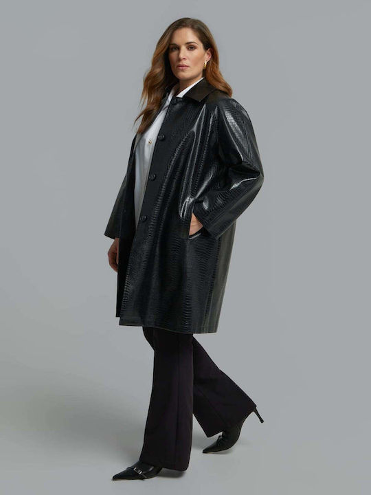 Palton Dama Negru Cu Nasturi 8603.4028.N-black