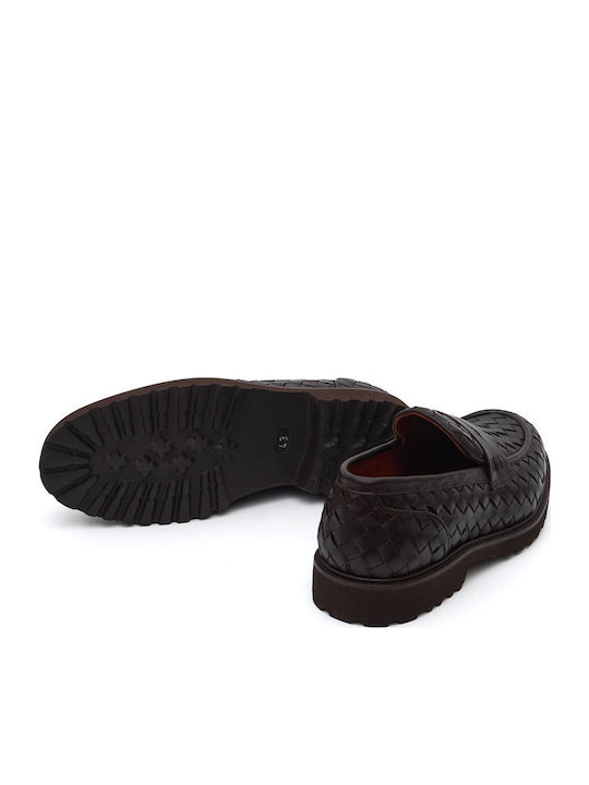 Leather Men's Loafers in Brown Color