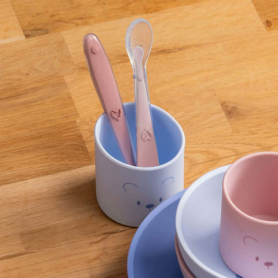 Nattou Baby Set of Silicone Spoons with Case Pink 2 Pieces