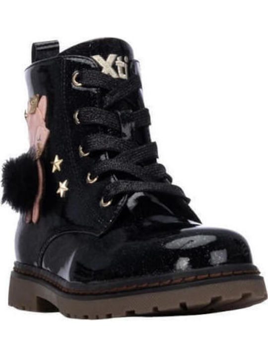 Kinderstiefel aus Lackleder mit Reissverschluss Schwarz