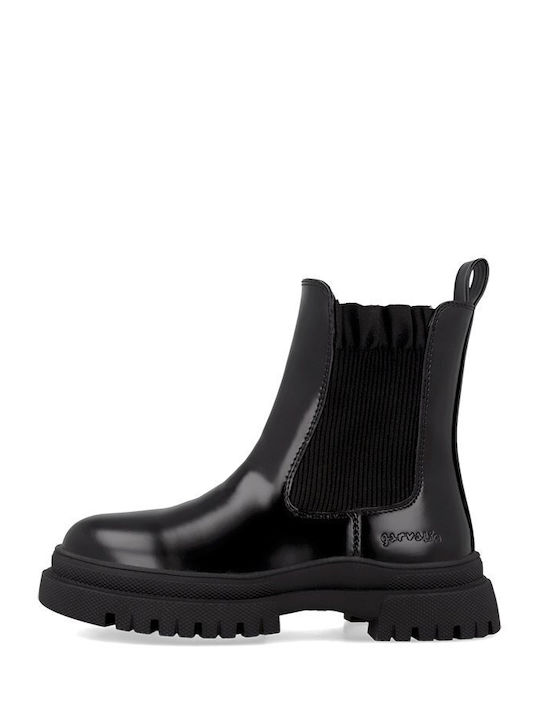 Anatomic Kids Patent Leather Ankle Boots with Zipper Black