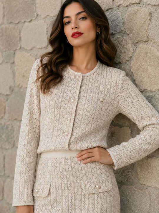 Satz mit Hohe Taille Maxi Geprüft Rock Karos Beige