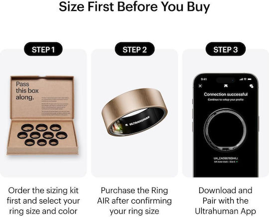 Ultrahuman Air Smart Ring 16.2mm Waterproof with Heart Rate Monitor Rose Gold