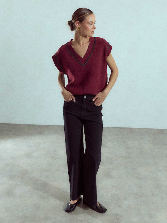 Celestino Γυναικείο Τζιν Ψηλόμεσο Wide Leg Loose Fit Μαύρο