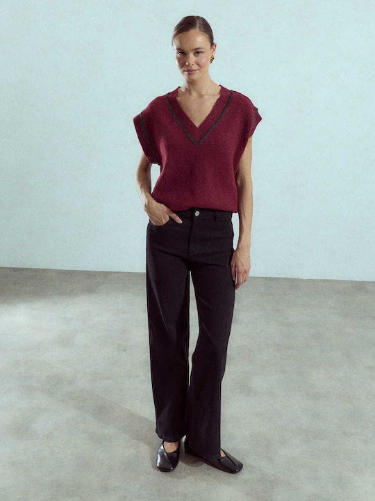 Celestino Γυναικείο Τζιν Ψηλόμεσο Wide Leg Loose Fit Μαύρο