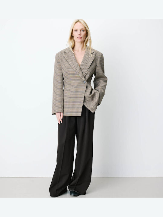 Grace & Mila Langes Damen Doppelreihiges Blazer Beige Geprüft
