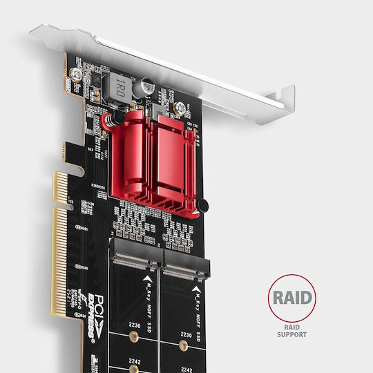 Axagon Κάρτα PCIe σε 2 θύρες M.2