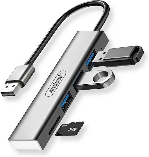 Andowl Hub 4 Θυρών USB 2.0 με σύνδεση USB-A Μπλε