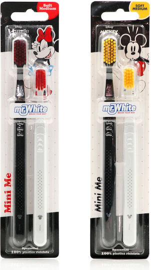 Mr. White Set Kinderzahnbürsten 2 Stück Minne Weiß+Schwarz