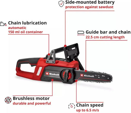 Einhell GE LC 18/25 Li Battery Pruning Chainsaw Solo 18V 2.9kg with 25cm Blade