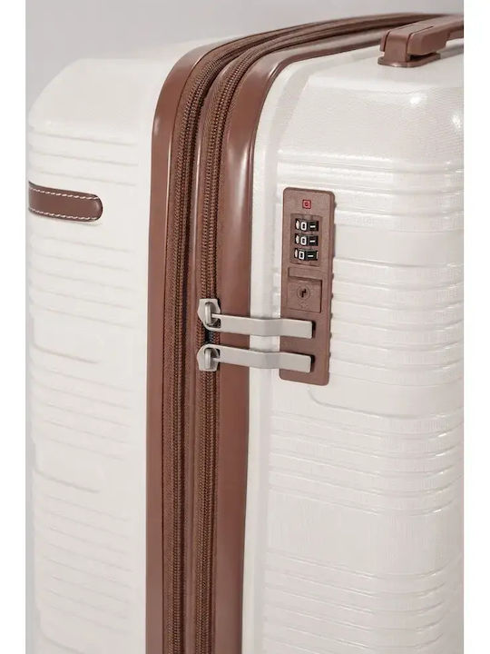 Benzi Hard Beige Travel Suitcases Set of 2 Pieces