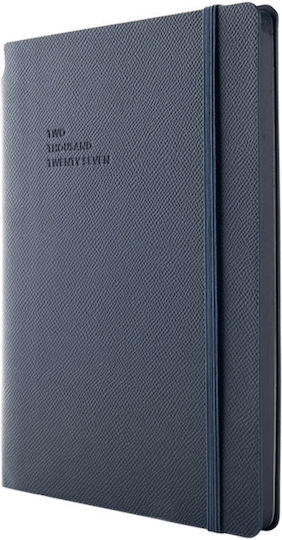 Type Center Agenda Săptămânală A5 2027 Albastră Din Piele 14x20.5cm (cu Personalizare)