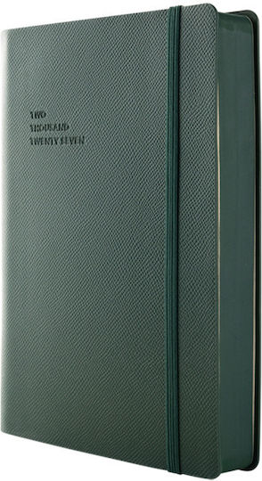 Type Center Daily Agenda A5 2027 Green Leather 14x20.5cm with Personalization