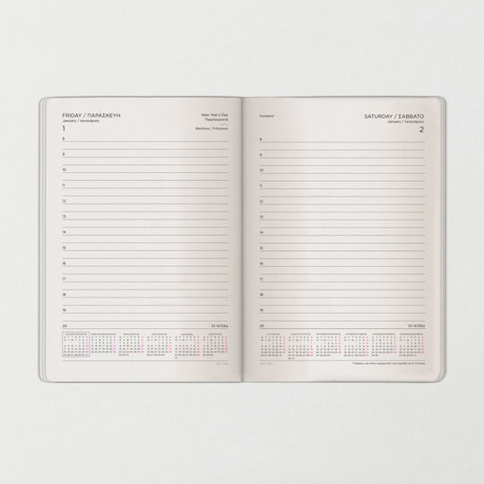 Type Center Daily Agenda A5 2027 Green Leather 14x20.5cm with Personalization