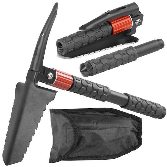 SGTT Lopată tactică pliabilă multifuncțională 8 funcții aprinzător de foc cremene spargător de sticlă husă de transport camping pescuit drumeții 36 cm