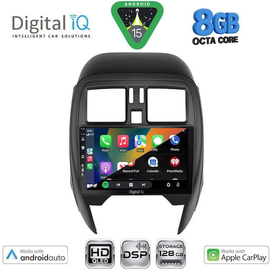 Digital IQ Car Audio System for Nissan Micra 2014-2017 (Bluetooth/USB/WiFi/GPS/Apple CarPlay/Android Auto) with 9" Touch Screen