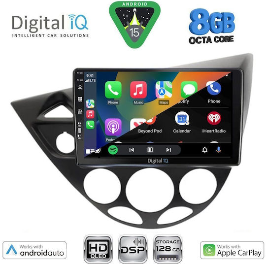 Digital IQ Автомобилна Аудио Система за Ford Focus 1998-2004 (Bluetooth/USB/Вграден Wi-Fi/GPS/Apple CarPlay/Android Auto) с Touch Screen 9"