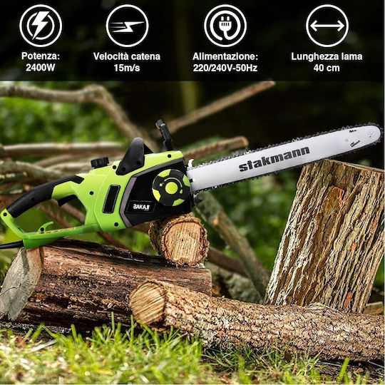 Bakaji Electric Chainsaw 2.4kW 4.6kg with 40cm Blade