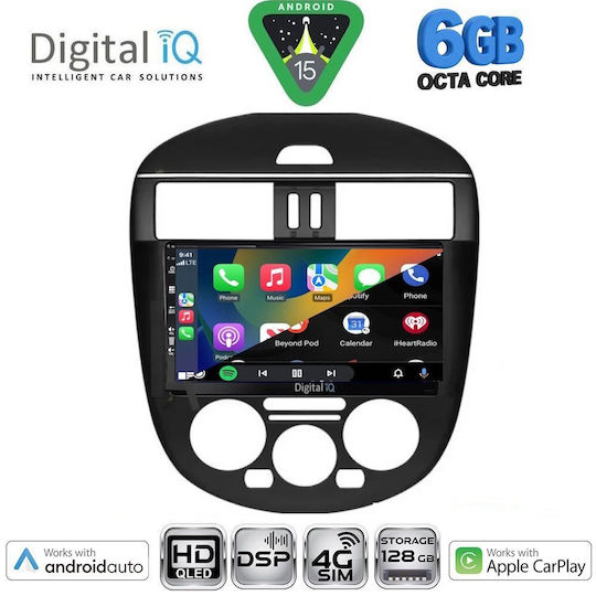 Digital IQ Автомобилна Аудио Система За Nissan Tiida 2013-2023 С A/C (Bluetooth/USB/Вграден Wi-Fi/GPS/Apple CarPlay/Android Auto) С Touch Screen 9"