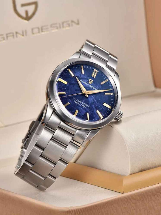 Pagani Design Ceas Bărbătesc 40mm Cu Baterie Și Brățară Din Oțel Albastru