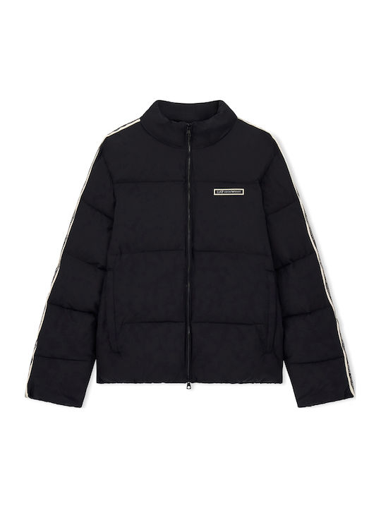 Geacă Puffer Waterproof și cu Protecție Împotriva Vântului Ecru-Negru