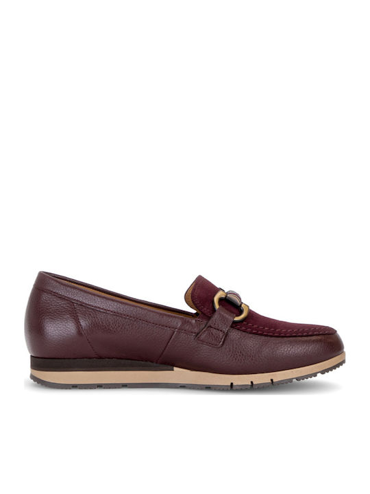 Leather Women's Loafers in Burgundy Colour