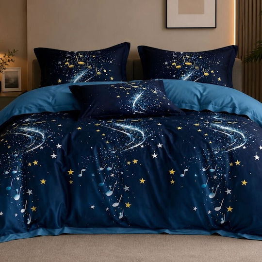 Pucioasa Duvet Cover Set 200x230cm Double with 4 Pillowcases & 1 Bed Sheet Blue