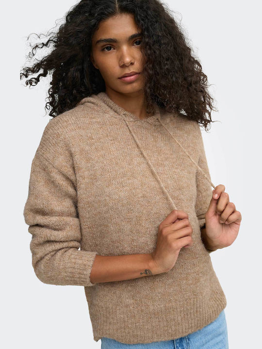 Damen Bluse mit Kapuze Beige