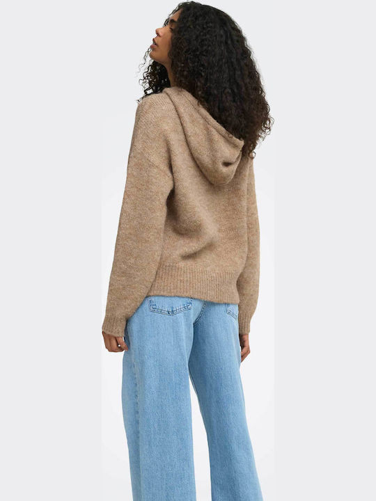Damen Bluse mit Kapuze Beige