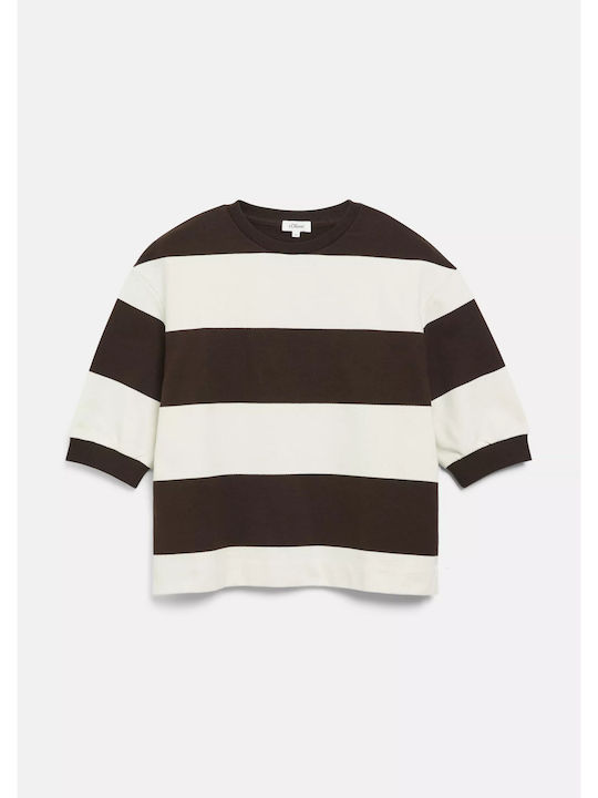 Women's Blouse Striped Brown