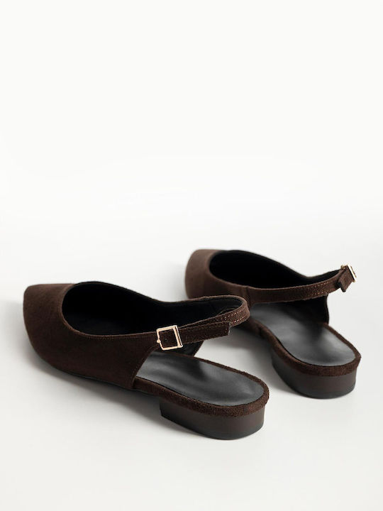 Super Mode Wildleder Damen Ballerinas Spitz zulaufend Braun