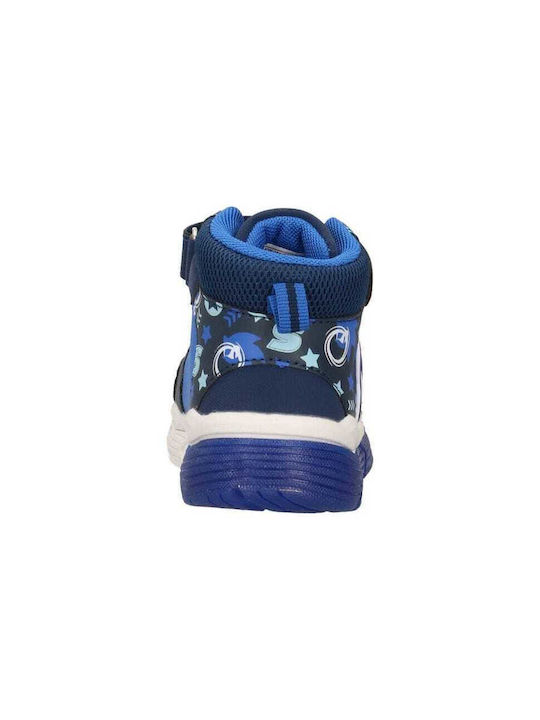 Sonic Kids High-Top Anatomical Sneakers with Hook-and-Loop Closure & Lights Blue