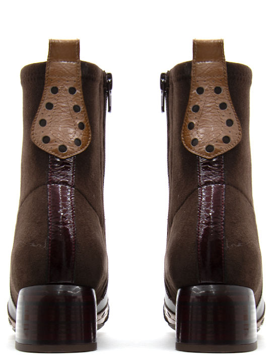 Leder Damen Stiefeletten Braun