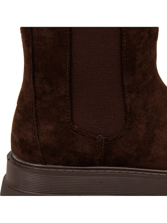 Suede Women's Chelsea Ankle Boots Brown