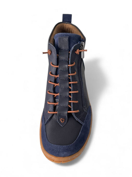 Leder Damen Stiefeletten Blau