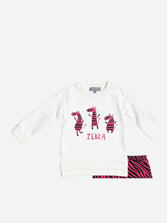 Kinder Trainingsanzug Mit Bluse Ecru/Fuchsia