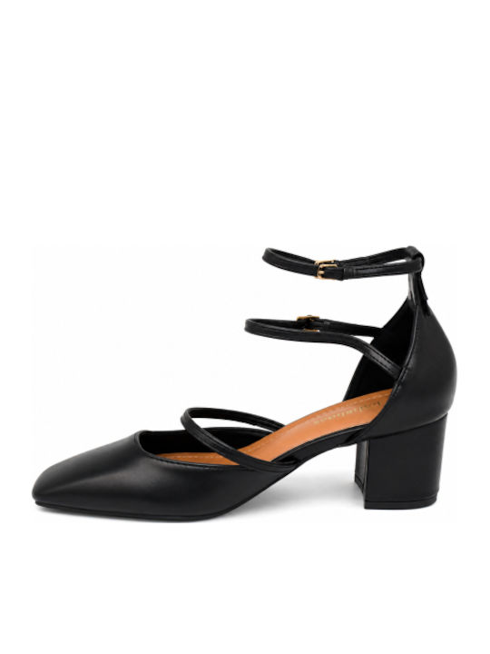 Pumps Mit Riemen & Mittelhoher Absatz Schwarz