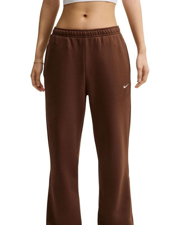 Studio Fleece Παντελόνι Φόρμας Καμπάνα Fleece Brown