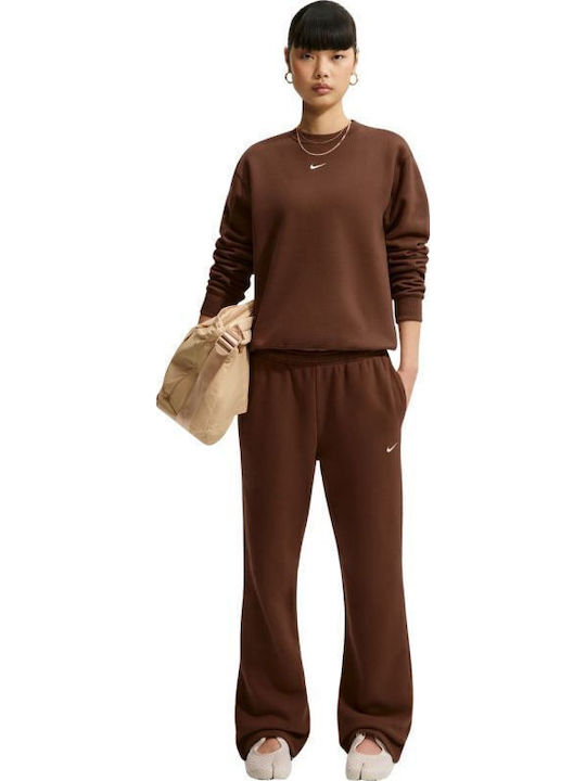 Studio Fleece Παντελόνι Φόρμας Καμπάνα Fleece Brown