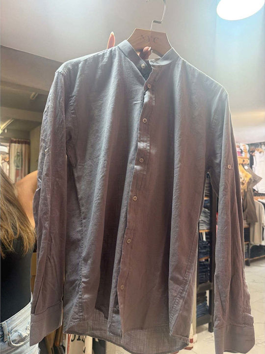Long Sleeve Linen Shirt Grey